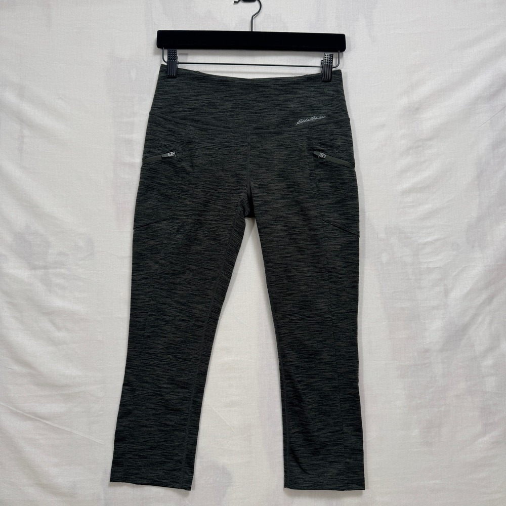 Eddie Bauer Leggings Womens XS Gray Space Dye Cropped High Rise Pockets Athletic